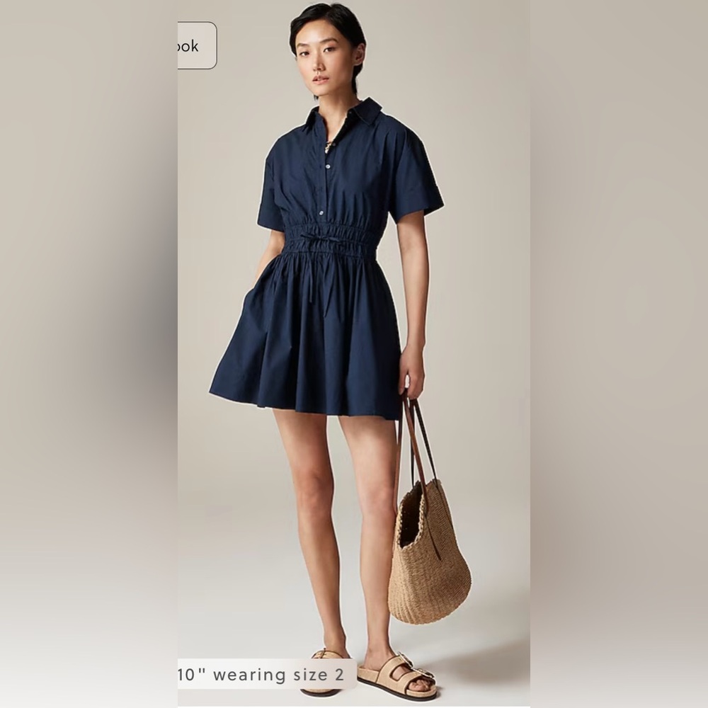 J.Crew Elena mini shirtdress in cotton poplin in navy